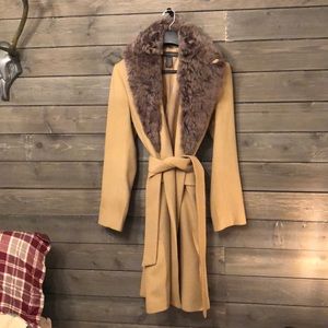 Banana Republic- Full length Coat/faux fur